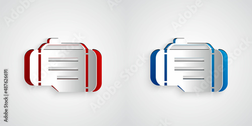 Paper cut Check engine icon isolated on grey background. Paper art style. Vector