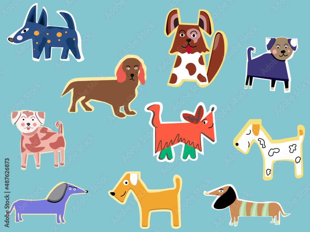 set of dogs stickers