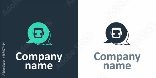 Logotype Boxing helmet icon isolated on white background. Logo design template element. Vector