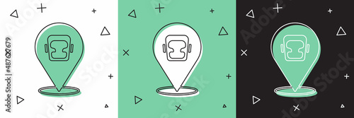 Set Boxing helmet icon isolated on white and green, black background. Vector