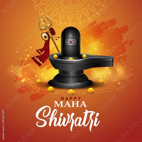 happy maha Shivratri with shiv ling, a Hindu festival celebrated of lord shiva night, english calligraphy. vector illustration design
