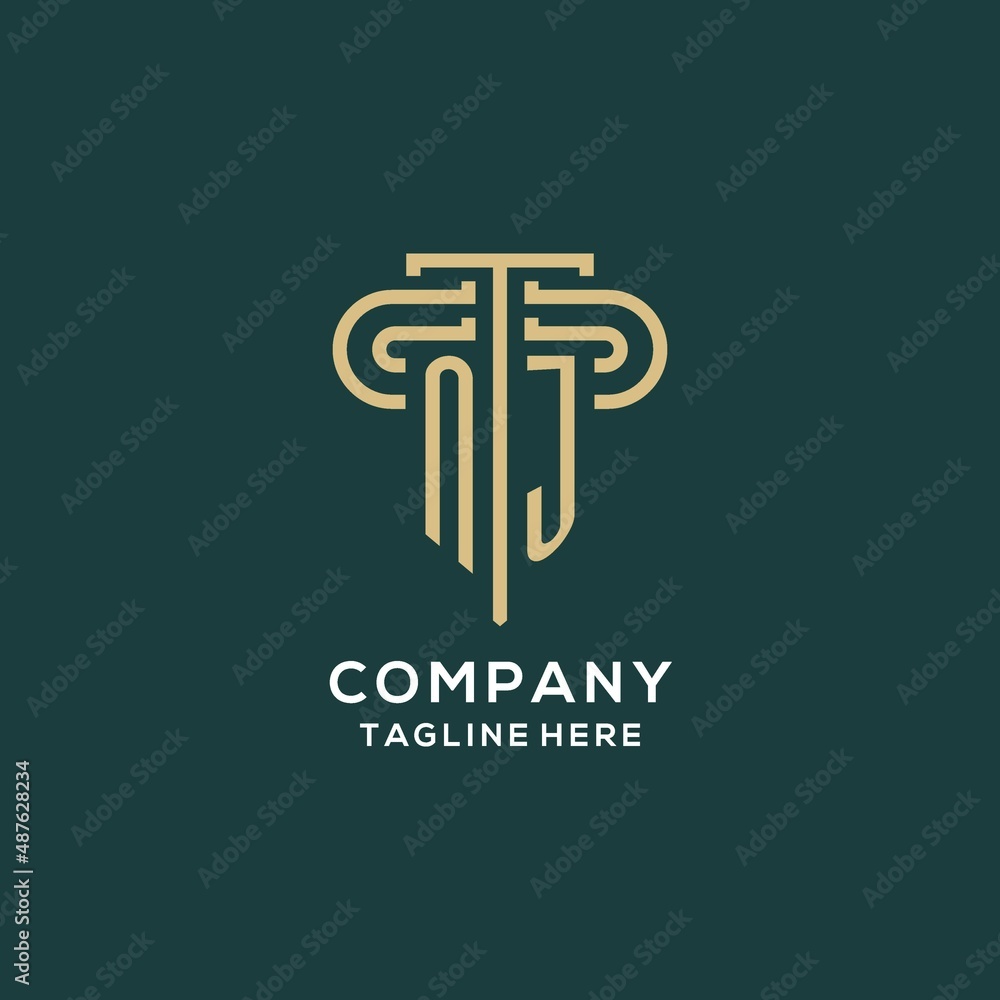 Initial NJ pillar logo, elegant and luxury law firm logo Stock Vector ...