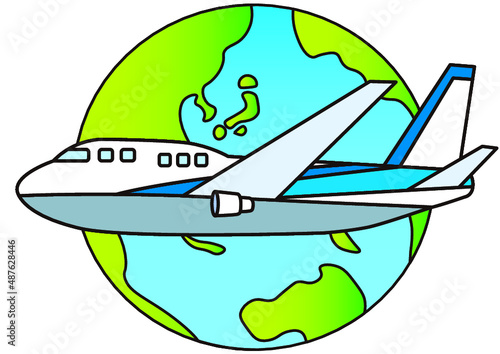 飛行機,乗り物,ビジネス,旅行,海外旅行,旅,空の旅,ジェット機,地球,世界一周,イラスト,国際線,国際旅行,国際空港,航空,航空機,旅客機,フライト,飛行,空路,トラベル,ツアー,観光,帰国,出国,入国,出入国,渡航,海外出張,出張,海外遠征,遠征,交通,交通手段,機体,ジャンボ機,空港,玄関口,旅行代理店,パスポート,入国制限,地球儀,世界地図,日本,海外,外国,世界,光,アジア photo