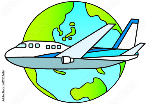 飛行機,乗り物,ビジネス,旅行,海外旅行,旅,空の旅,ジェット機,地球,世界一周,イラスト,国際線,国際旅行,国際空港,航空,航空機,旅客機,フライト,飛行,空路,トラベル,ツアー,観光,帰国,出国,入国,出入国,渡航,海外出張,出張,海外遠征,遠征,交通,交通手段,機体,ジャンボ機,空港,玄関口,旅行代理店,パスポート,入国制限,地球儀,世界地図,日本,海外,外国,世界,光,アジア