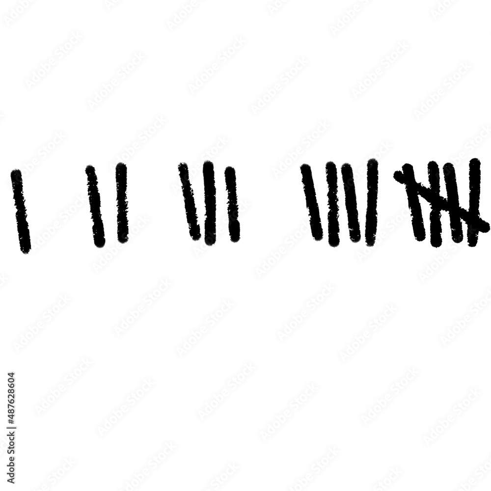 Tally marks. Prison sticks lines counter on wall. Jail sign. Scratch Five line. Hand drawn crossed out strokes. Tally marks. Prison sticks lines counter on wall. Jail sign. Scratch Five line. Hand drawn crossed out strokes.