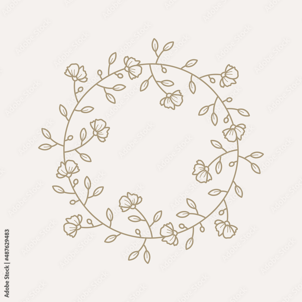 Elegant blossom floral frame. Logo template in minimal linear style with flowers. Botanical trendy vector illustration for labels,
branding business identity, wedding invitation Elegant blossom floral frame. Logo template in minimal linear style with flowers. Botanical trendy vector illustration for labels,
branding business identity, wedding invitation