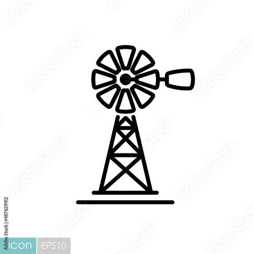 Wind pump flat vector icon