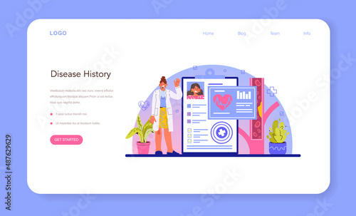 Cardiologist web banner or landing page. Idea of heart medical diagnostic