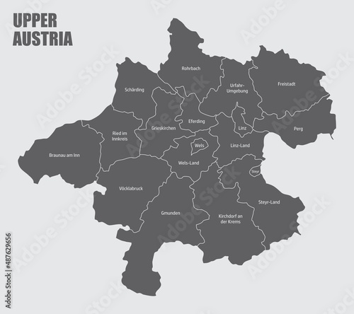 Upper Austria state administrative map photo