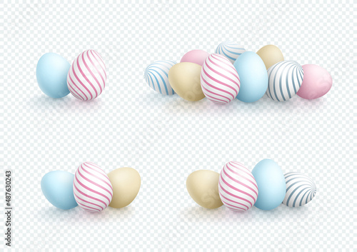 Easter Egg Pile Vector Elements Colorful 3d Isolated Sets