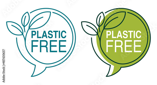 Plastic free, no polymers sign in bubble shape