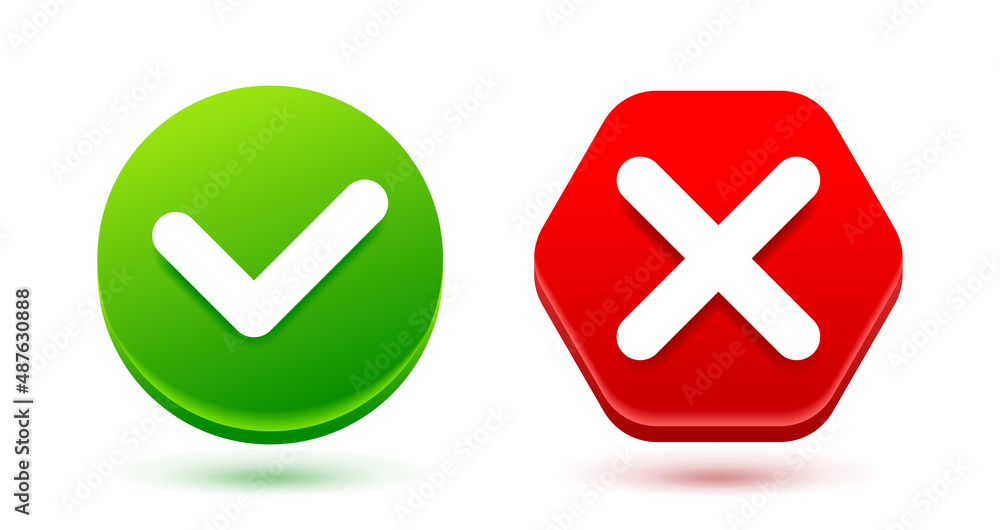 Check and cancel icons set - yes and no Check and cancel icons set - yes and no