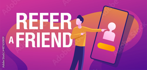 Referral program creative banner in abstract style