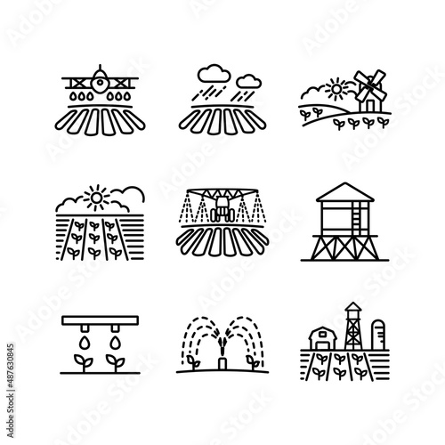 Farm Field icon. Agriculture irrigation sign