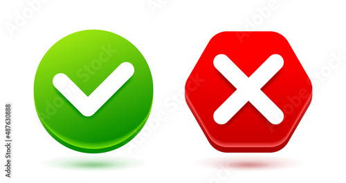 Check and cancel icons set - yes and no