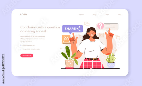 Conclusion with a question or sharing appeal. Social media content manager photo