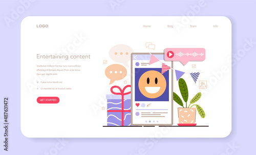 Content type, entertaining content. Social media content manager