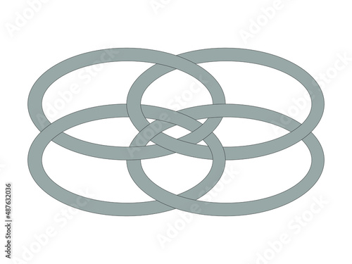 Grafika wektorowa przedstawiająca symbol utworzony w wyniku przekształceń okręgów.