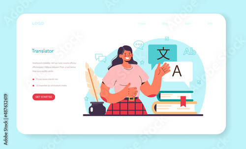 Linguistic web banner or landing page. Scientific study of language