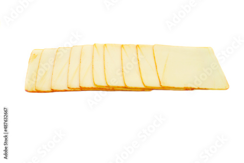 Slices of Muenster Cheese Over a White Background