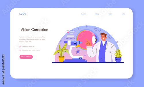 Ophthalmologist web banner or landing page. Idea of eyesight check