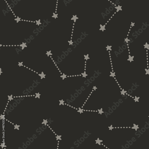 vector seamless pattern with stars on sky