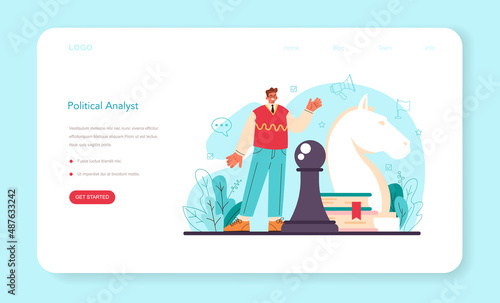 Political scientist web banner or landing page. Studying of political ideas