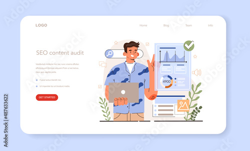 SEO content audit. Idea of search engine optimization for blog promotion