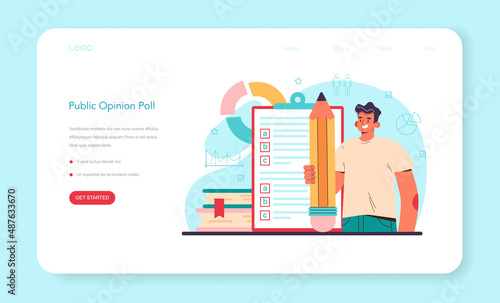 Sociologist web banner or landing page. Scientist study of society,