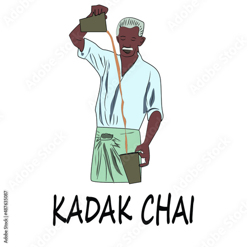 Kadak chai meaning hot tea poster, chai or tea  poster, Chaiwala meaning tea seller poster.