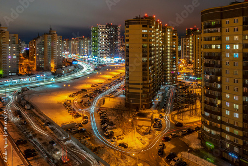 Canvas Print downtown city at night