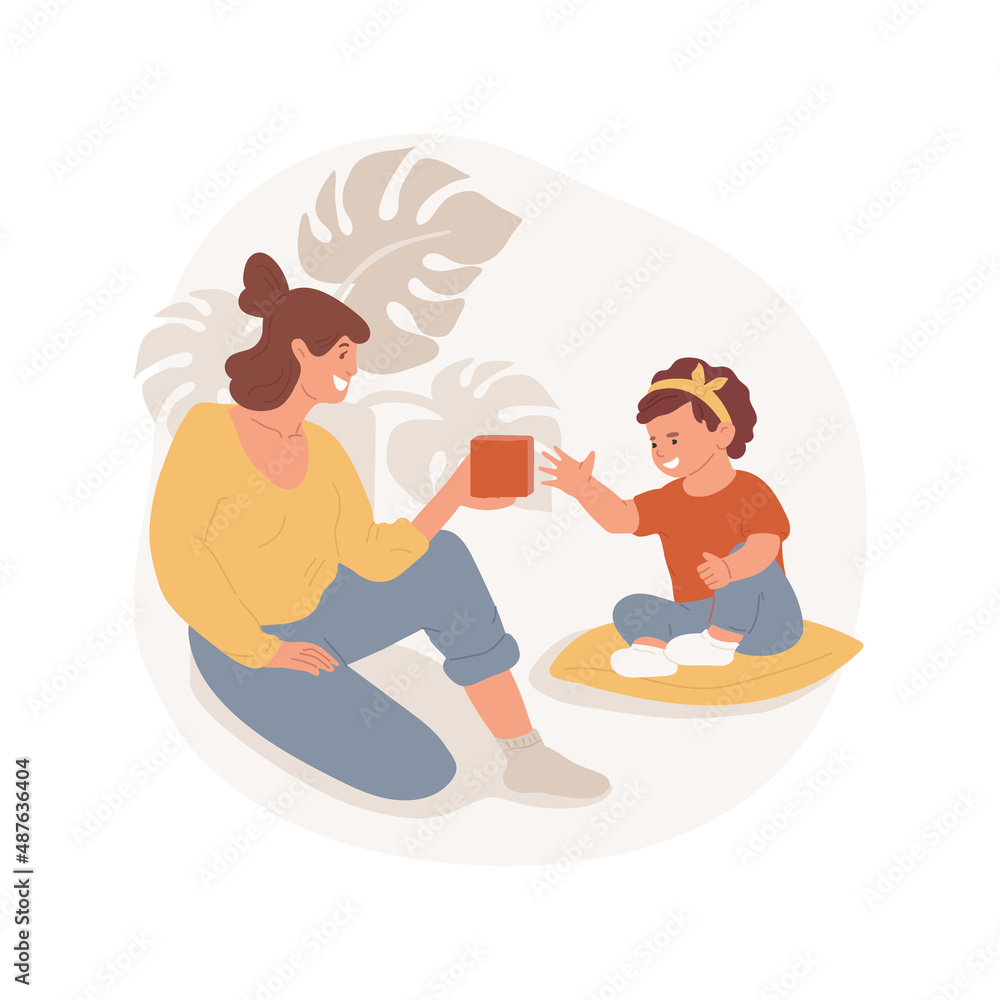 Baby grasping objects isolated cartoon vector illustration Baby reaching for object, infant grasping toy, hand and finger movement, kindergarten, daycare center, play and learn vector cartoon. Baby grasping objects isolated cartoon vector illustration Baby reaching for object, infant grasping toy, hand and finger movement, kindergarten, daycare center, play and learn vector cartoon.