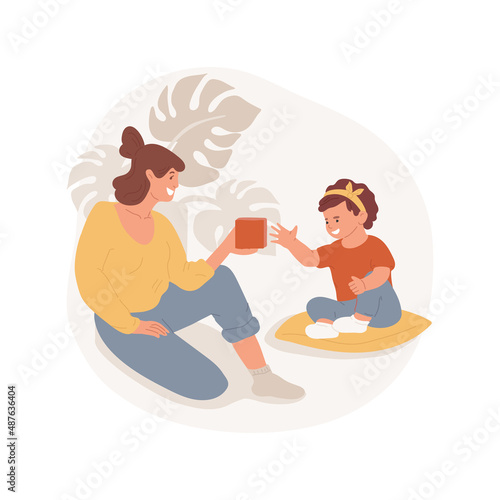 Baby grasping objects isolated cartoon vector illustration Baby reaching for object, infant grasping toy, hand and finger movement, kindergarten, daycare center, play and learn vector cartoon.