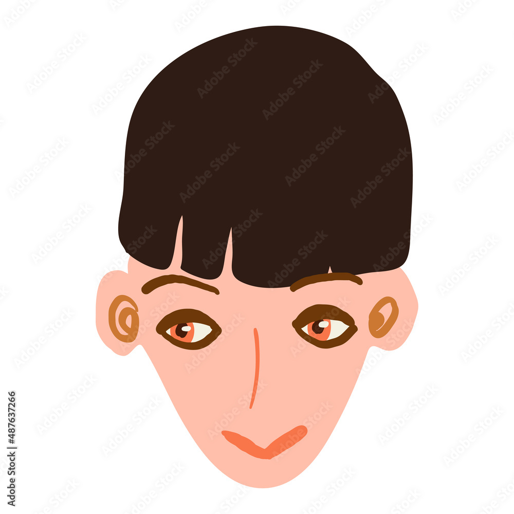 Female face sticker handdrawn illustration Female face sticker handdrawn illustration