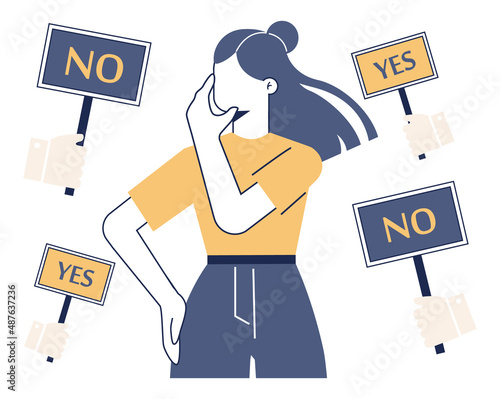 Choice concept. Difficult decision-making, success or failure.