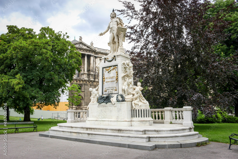 The Mozart Monument in Vienna, Austria