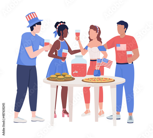 National holiday banquet semi flat color vector character. Standing figures. Full body people on white. Festive celebration simple cartoon style illustration for web graphic design and animation