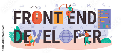 Front end developer typographic header. Website interface