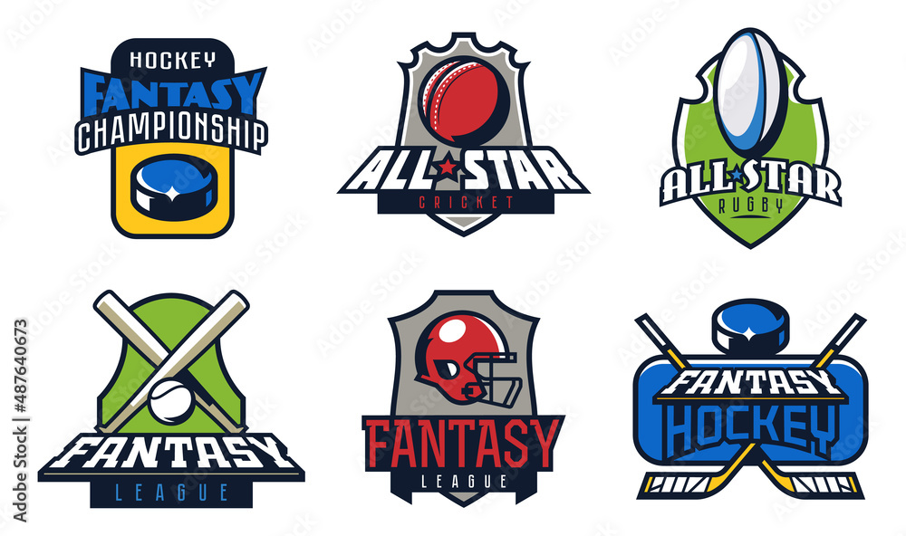Set of fantasy leagues and all star games logos. The emblems of fantasy