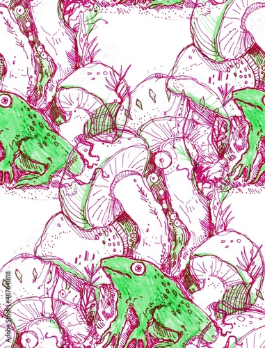 Seamless pattern with a frog