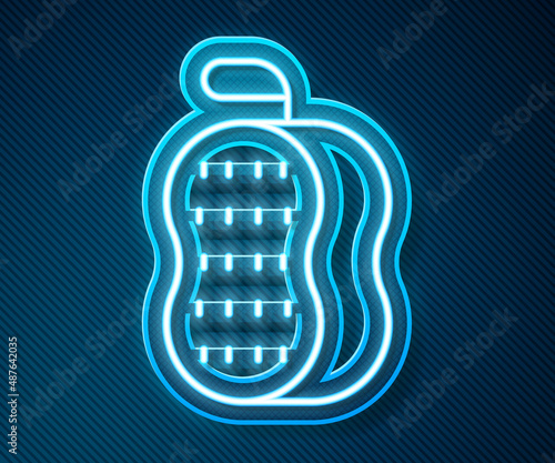 Glowing neon line Washcloth icon isolated on blue background. Bath house sauna washcloth sign. Item for pleasure and relaxing. Vector