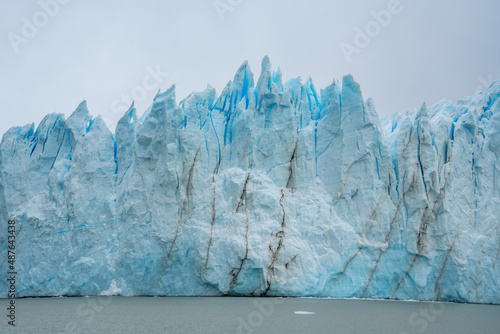 Argentina, Patagonia, near El Calafate, view from the Lago Argentino on the left side of the Glaciar Perito Moreno. 