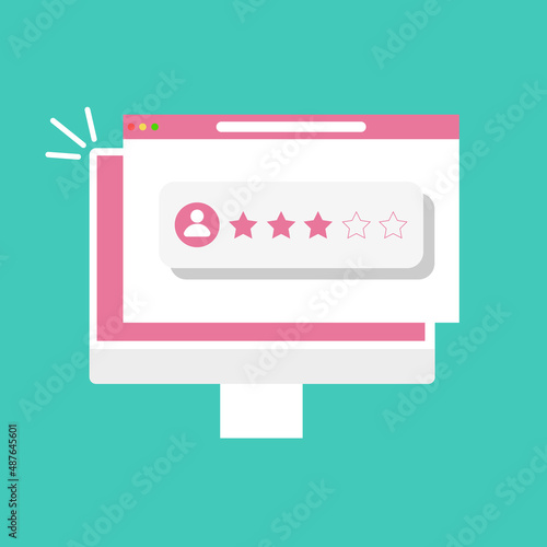 Website evaluation on the Internet. Computer with an open web browser. User rating