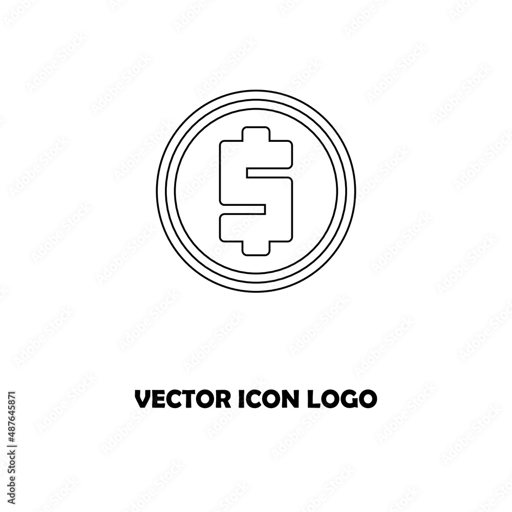 Money. Line Icon Vector. Payment system. Coins and Dollar cent Sign isolated on white background. Flat design style. Business concept. Money. Line Icon Vector. Payment system. Coins and Dollar cent Sign isolated on white background. Flat design style. Business concept.