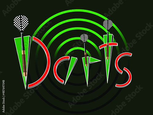 vector illustration with a stylized image of the symbols of the game of darts for prints on banners, postcards, flyers, for the design of backgrounds for gaming clubs, bars