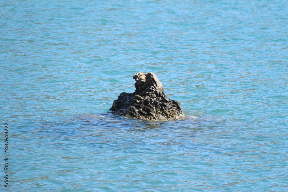 Fototapeta premium Rock in crystal clear blue water