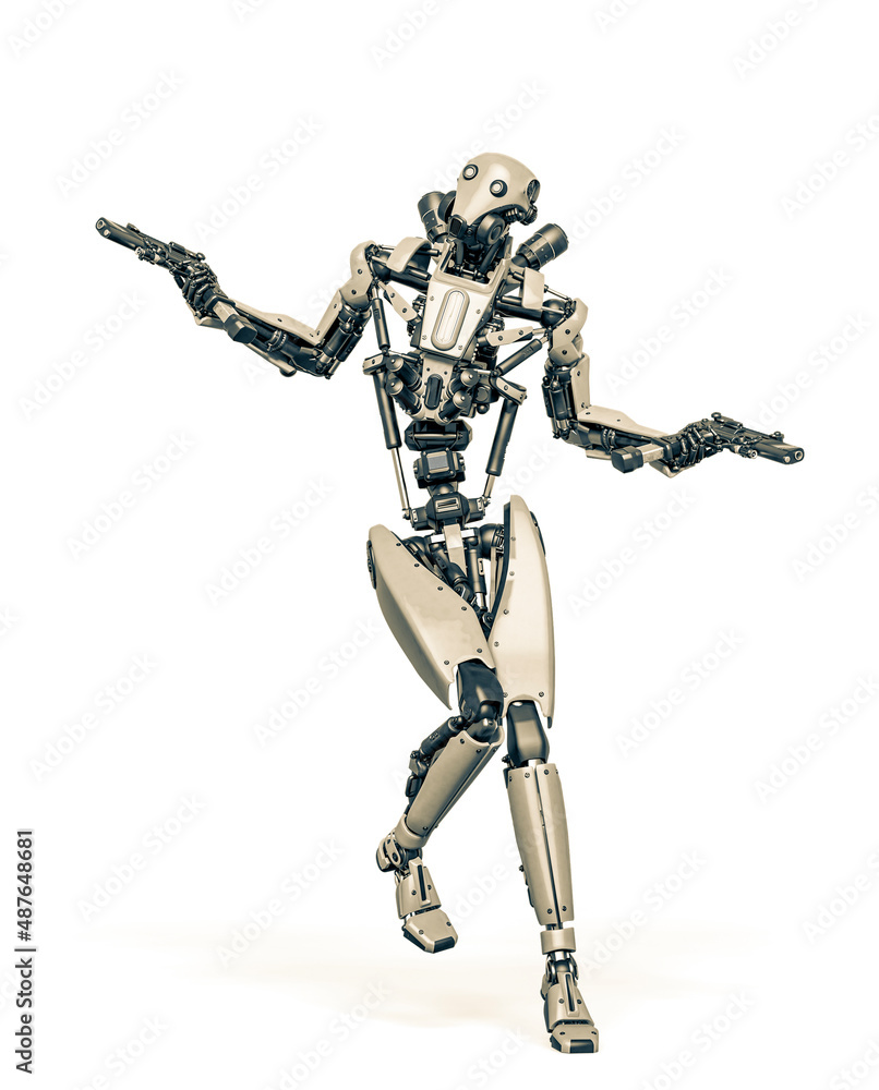 droid soldier is dancing in action and holding a pistol droid soldier is dancing in action and holding a pistol