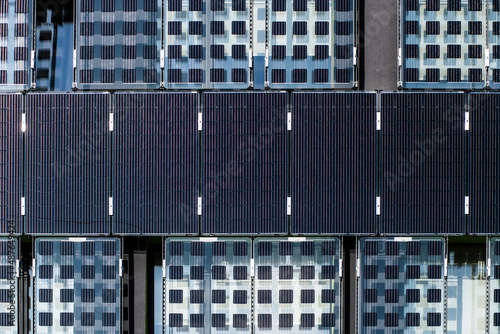 solar panels with blue sky on the house roof