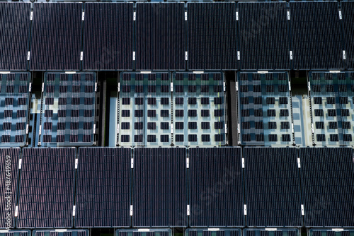 solar panels with blue sky on the house roof
