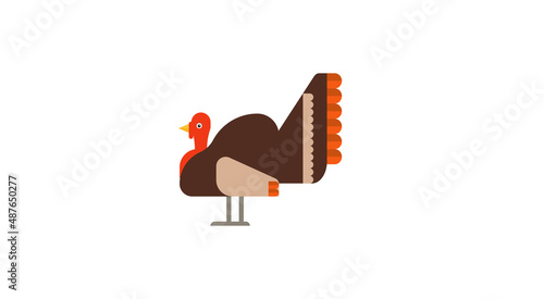 Turkey vector flat icon. Isolated wild colorful turkey emoji illustration